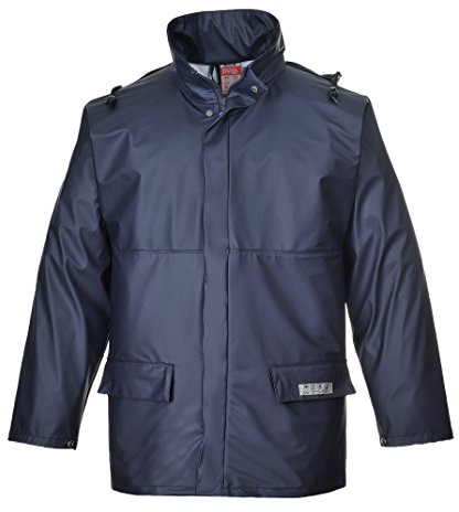 Portwest FR46 Sealtex Flame FR Jacket Long Sleeve Concealed Stud Waterproof | Navy, Large, EN ISO 14116, EN 1149-5, EN 13034, Regular Fit, PU Coated, Secure Storage, Two-Way Zip, 2 Pockets, Anti-Static