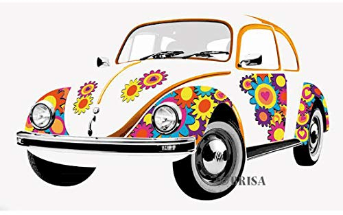 BRISA VW Collection - Volkswagen Selbstklebendes Wand-Tattoo-Aufkleber-Dekoration-Poster mit Käfer Design (Love that Bug/Bunt)
