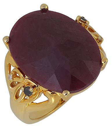 ROYALTY Damen Ring echt Silber 925 vergoldet mit echten Rubin Safir und Diamant