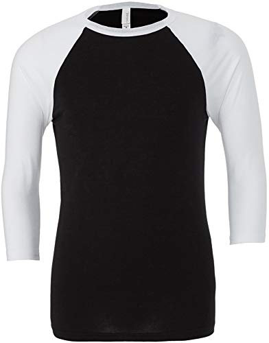 Canvas Mens 3/4 Sleeve Baseball T-Shirt (2XL) (Black/White)