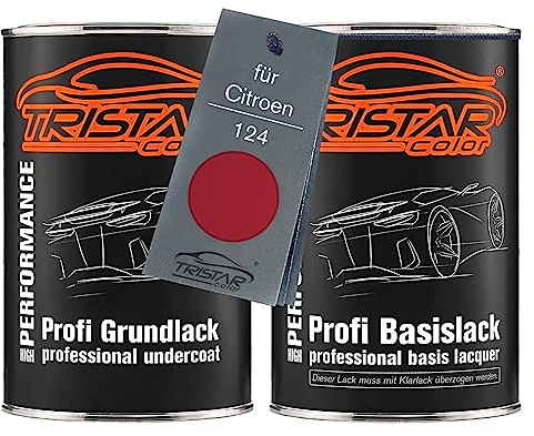 TRISTARcolor Autolack Set Dose spritzfertig für Citroen 124 Rouge Baroque Metallic Grundlack + Basislack 2,0 Liter 2000ml