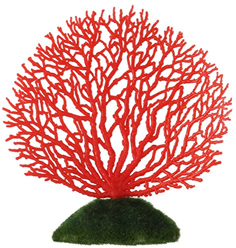 Fdit Künstliche Coral Ornament Streifen Korallen Pflanze Ornament Glowing Effect Silikon Künstliche Dekoration für Aquarium Aquarium Landschaft(rot)