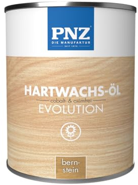 PNZ Hartwachsöl evolution farbig | Nachhaltig hergestellt mit regionalen Rohstoffen | Made in Germany | Arbeitsplatten, Holzmöbel, Holz-Boden, Gebinde:0.75L, Farbe:bernstein
