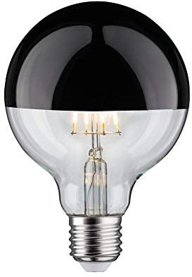 Paulmann 28677 LED Lampe Filament G95 6W Leuchtmittel Kopfspiegel Schwarz Chrom 2700K Warmweiß dimmbar E27