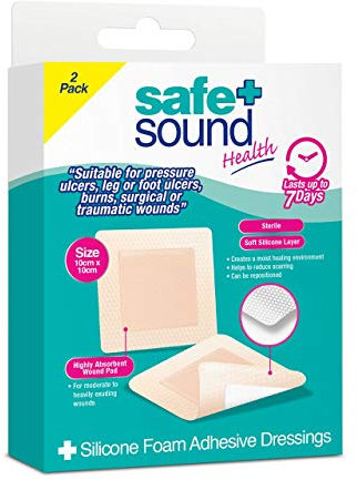 Safe + Sound Sterile Large Silicone Foam Adhesive Dressings Suitable for Pressure Ulcers