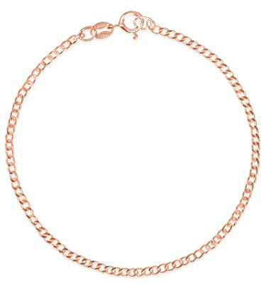 modabilé Armband Damen Rosegold Vergoldet Armkette aus 925er Sterling Silber (21cm 1,85mm breit) Silberarmband Panzerkette 925 ohne Anhänger