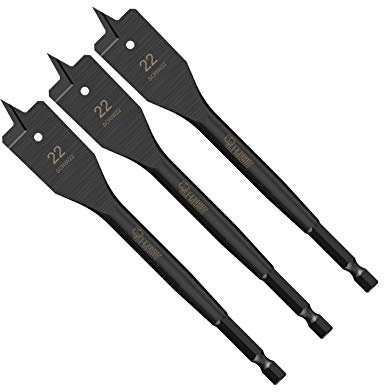 3 x SabreCut SCRIW22_3 22mm x 152mm Impact Rated Flat Wood Spade Bits for Softwood Hardwood Chipboard