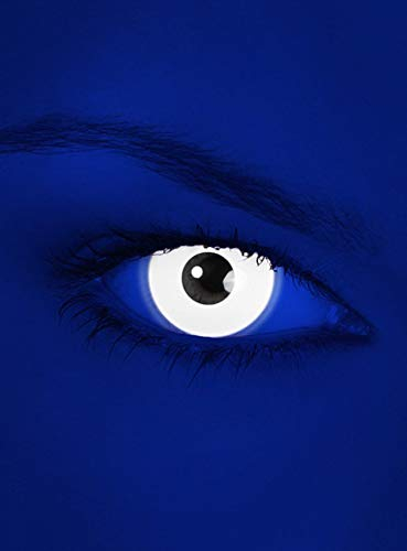 Maskworld - UV aktive Kontaktlinsen/Jahreslinsen - Weiß - Motivlinsen ohne Sehstärke - Unisex - Erwachsene - ideal für Halloween, Karneval, Motto- und Horror-Party