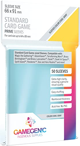 Gamegenic, Prime Standard Card Game Sleeves, Sleeve Color Code: Gray