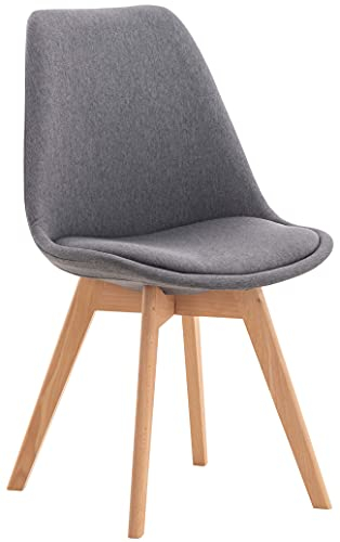 CLP Esszimmerstuhl Linares Kunststoff I Stoff I Samt I Cord I Lederoptik I Lehnstuhl Mit Holzgestell, Farbe:grau, Material:Stoff
