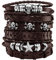 Eigso 6 Pcs Lederarmband Geflochtenes Breites PU Leder mit Schädel Stern Damen Herren Punk Braun