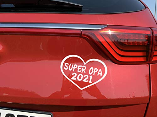 cartattoo4you® AK-00853 | SUPER Opa 2021 | K-Serie | 14 x 10 cm | weiß |glänzend|in 24 Farben erhältlich, Autoaufkleber Aufkleber Car Sticker Heckscheibe Spruch Oma Enkel Tuning