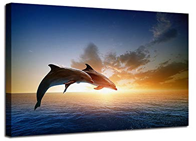JGTQ Bilder Wohnzimmer 120x80 CmTierischer Grauer Delphin 1 Teilig Leinwandbilder Bild auf Leinwand Vlies Wandbild Kunstdruck Wanddeko Wand Wohnzimmer Home Decoration- Kein Rahmen