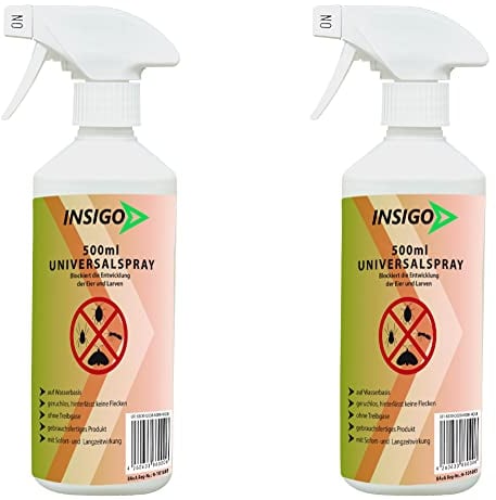 NEU Biozidfreie Insekten Abwehr 2x500ml – Spray für Insekten & Ungeziefer Bekämpfung - Sofortwirkung – Insektenspray & Mittel für Ungeziefer – Fleckenfrei – Insektenabwehr INSIGO