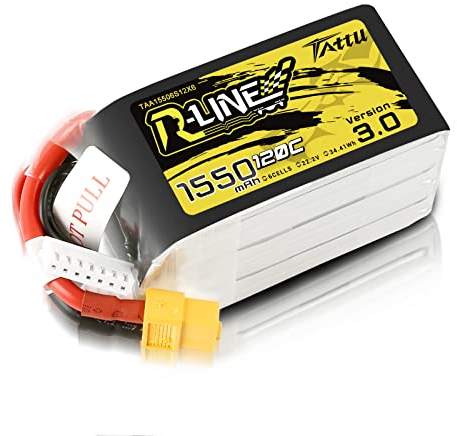 Tattu 6S LiPo Akku 1550mAh 22.2V 120C 6S RLine Series Lipo Battery mit XT60 Stecker für FPV Racing Quadcopters Helikopter