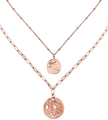 a little something® Greenwich Necklace Women's Layer Chain with 18 Carat Gold Plating (Gold & Rose Gold) Includes Sustainable Gift Packaging with FSC® Certificate, Gold
