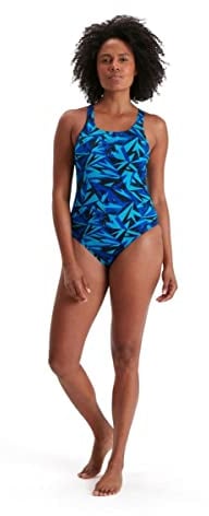 Speedo Damen Hyperboom Allover Medalist Badehose, Blau (True Navy/Blue Flame/Pool), L