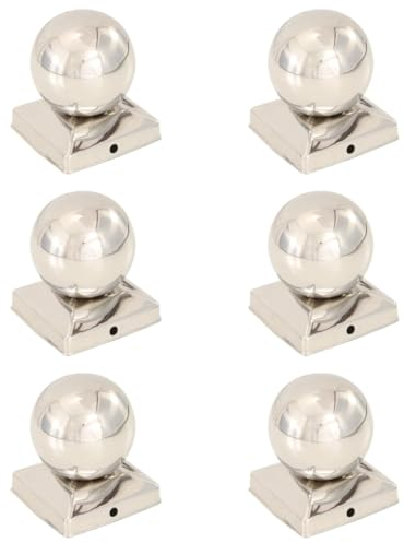 vidaXL 6x Pfostenkappe Kugelform Zaunkappe Pfahlkappe Zierkappe Abdeckkappe Zaunpfahlkappe Kugel Kappe für Pfosten Edelstahl 81x81mm