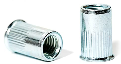 M5 x 12mm Reduced Countersunk Head Open End Blind Rivet Nuts Cylindrical Grooved Shank Metric AN320 Zinc Plated Steel Threaded Insert Nutsert Rivnuts (Pack of 20) - G06D M5x12_20