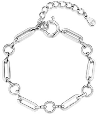 Pulsera de mujer original con diferentes eslabones. Pulsera de acero quirúrgico bañada en oro/plata para mujer, niña ideal para regalo del día de la madre, cumpleaños, aniversario. Joyería mujeres