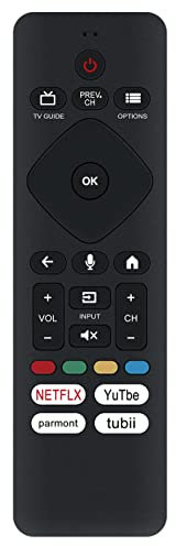 URMT26CND001 Replace Voice Command Remote Control fit for Philips 4K Ultra HD LED Android TV 5700 Series 50PFL5766/F7 65PFL5766/F6 55PFL5766/F7 43PFL5766/F6 65PFL5766/F7 43PFL5766/F7 65PFL5766/F7D
