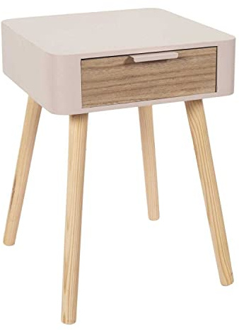 Toilinux.com Table de Chevet 1 tiroir en MDF - Rose