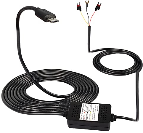 MEIRIYFA dashcam ACC Hardwired Kit, Micro USB Hardwired dashcam Kit câble abaisseur, 12V - 24V à DC 5V 3A Chargeur de Voiture câble d'alimentation pour caméra de Voiture GPS - 3,5 m
