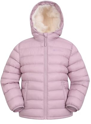 Mountain Warehouse Seasons Kinderjacke mit Fellfutter - Leichte, warme und wasserabweisende Jacke, Jungen und Mädchen - Für Herbst, Winter, Schule und Reisen Hellrosa Kinder 140 EU (9-10 Jahre)