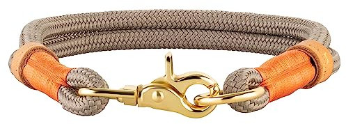 Michur Monaco Grau, Hundehalsband Hellgrau Verstärkung und Tau, Rund mit Polyamidkern, hundehalsband Nylon geflochten, Halsband für Hunde