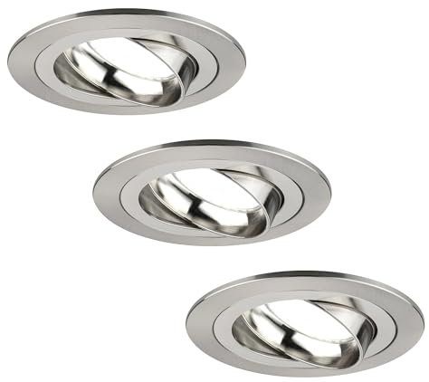 Ledvion - 3X LED Einbaustrahler Tokyo, Edelstahl, Dimmbar, 3W, 6500K, Ø92 mm, Rund, 2 Jahre Garantie