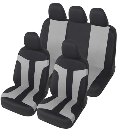 Auto Accessori Lupex - Copri sedili Auto Universali LS05 | Colore Grigio | Set Anteriori e Posteriori | Poliestere | No Suv