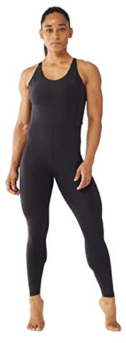 ONGASOFT Damen Sport Jumpsuit Ärmelloser Hose Eng Yoga Bodysuit Overall Strampelhöschen Fitnessstudio Training Läuft Streatwear Trainingsanzüge Schwarz