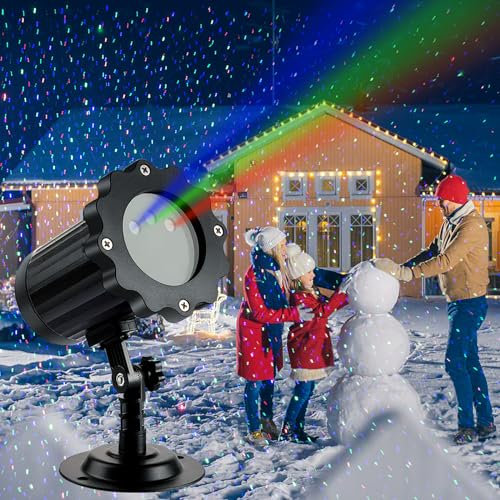 Jersige Christmas Projector Light - Outdoor Lights Projector Waterproof Remote Control, Red Green and Blue Star Show Decorations for Halloween Holiday Party Garden