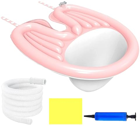 Aufblasbares Haarwaschbecken, Tragbares Shampoo-Becken Nachttischdusche Haarwaschbecken zum Waschen von Haaren im Bett, zu Hause mit Luftpumpe, Drainage (Rosa)