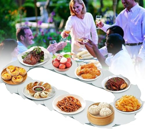 ZUMAHA Manuell Um 360° Drehbarer, Verstellbarer Esstisch – Rutschfester Speisezug-Esstisch-Drehteller – GroßE Servierplatte – Wiederverwendbares Drehbares Tablett – Ideal FüR Esszimmer-Partys,1.2m