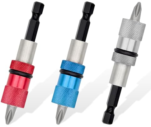 Trockenbau Bit, 3 Stück Magnetisch Schnellwechsel Bithalter, Schraubtiefeneinstellung, 1/4-Zoll-Sechskantschaft Trockenbau Aufsatz für Akku-Schrauber und Hand-Bohrmaschinen