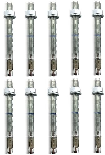 Profi Schwerlastdübel M10x185-10 Stück | verzinkt - ETA Zulassung | Option 1 für gerissenen, ungerissenen Beton | Beton-Anker für hohe Lasten | Bolzenanker Betonanker Ankerbolzen Schwerlastduebel