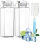 LATRAT 2 botellas de agua transparentes, caja de leche reutilizable con cepillo para tazas, para el almacenamiento de bebidas, picnics, camping, leche, zumo de naranja, cerveza en frigorífico, 1 L