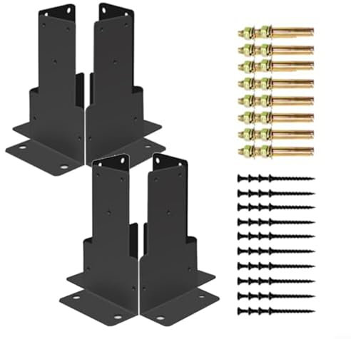 BlissfulAbode Base de poste, 4 soportes de anclaje ajustables de acero inoxidable, base de poste ajustable para pabellón, cubierta, porche, barandilla, soporte de barandilla, placa de anclaje