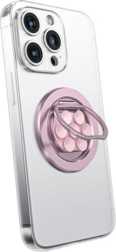 KEEPRO Anillo Soporte Magnético para mag-Safe, Rotación de 360° Anillo Ventosa Movil Silicona para Vídeos de TikTok y Selfies, Compatible con iPhone 16/15/14/13/12 Serie (Rosa)