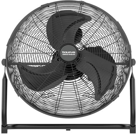 Taurus - Ventilador de suelo Sirocco 18 | 3 velocidades/ 3 hélices metálicas | 45 cm de diámetro | Inclinación ajustable | 120 W | Rejilla extraíble | Silencioso | Base antideslizante.