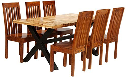 Sufrk Essgruppe 7-TLG. Akazien- und Mangoholz Massiv GartenmöBel Set GüNstig