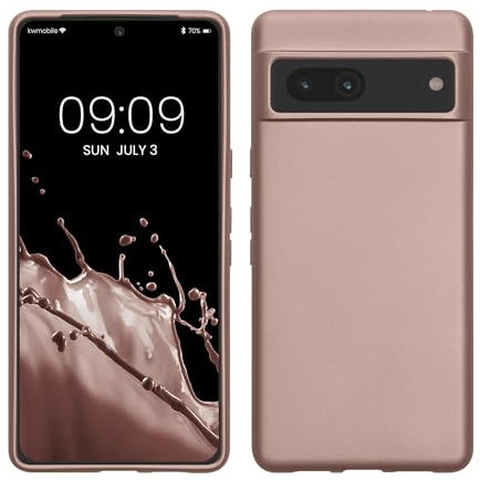kwmobile Case Compatible with Google Pixel 7 Case - Soft Slim Metallic TPU Silicone Cover - Metallic Arctic Berry