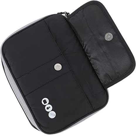 KONTONTY Digital Storage Bag Cord Organizer Bag for Travel for Organizing Laptops Headphones The Go Black