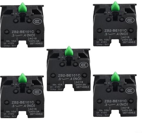 Honseadek 5 interruttori a pulsante, ZB2 BE102C/ZB2 BE101C NO 10 A 600 V interruttore a pulsante, facile installazione (ZB2-BE101C)