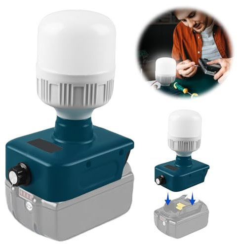 WIYETY Lampe à piles pour Bosch 18V 12W avec ampoules E27 350-1300LM Lampe de chantier équipement de camping pour Bosch 18V batterie (sans batterie)