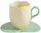 FUENYEJIA 300ML Tulip Coffee Ceramic Cup and Saucer Set Office Coffee Home Milk Afternoon Tea Cup Friends and Family (Yellow, 8 * 9 * 15.5)