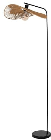 EGLO Stehlampe Siruela, Standleuchte Boho, Stehleuchte aus Metall und FSC zertifizierten Papier in Schwarz und Braun, Lampe Wohnzimmer Japanisch, E27 Fassung, H 160 cm