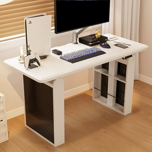 JIAOCKJIAO Verstellbarer Stehpult, Sitz-Steh-Pult Mit Zwei Pegboard-Aufbewahrungstafeln, Stehpult Mit 3 Höhenspeichertasten, Für Zuhause Und Büro(Wit,47in/120cm)