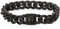 KRKC&CO 12mm Herren Armband mit Löwe Kopf Verschluss, Panzerarmband mit Schwarz Beschichtung, breite dicke Edelstahl Armbänder, Hip Hop Wikinger Schmuck Geschenk für Männer Jungs [Länge 22,9cm]